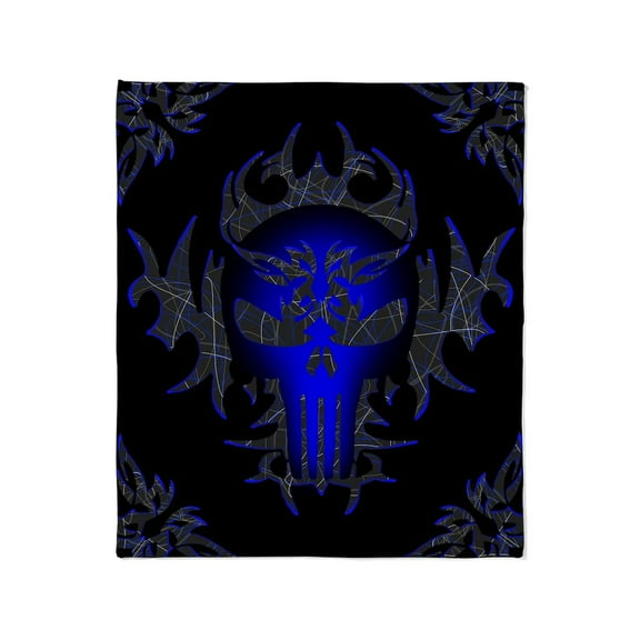 CafePress - Tribal Punisher (Blue) Throw Blanket - Soft Fleece Throw Blanket, 50"x60" for All Ages