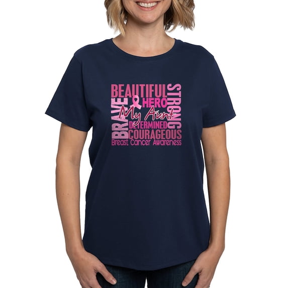 CafePress - Tribute Square Breast Cance Women's Dark T Shirt - Women's Traditional Fit Dark T-Shirt