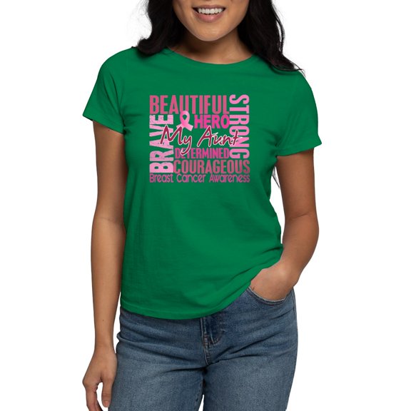 CafePress -  Tribute Square Breast Cance Women's Dark T Shirt - Women's Traditional Fit Dark T-Shirt