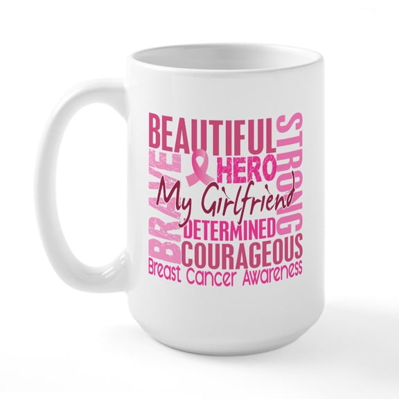 CafePress - Tribute Square Breast Cancer Large Mug - 15 oz Ceramic Large White Novelty Mug