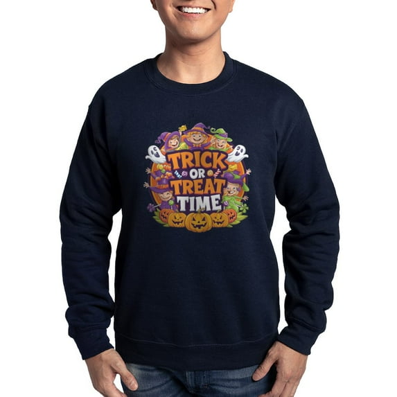 CafePress - Trick Or Treat Time Halloween Design - Classic Crew Neck Sweatshirt