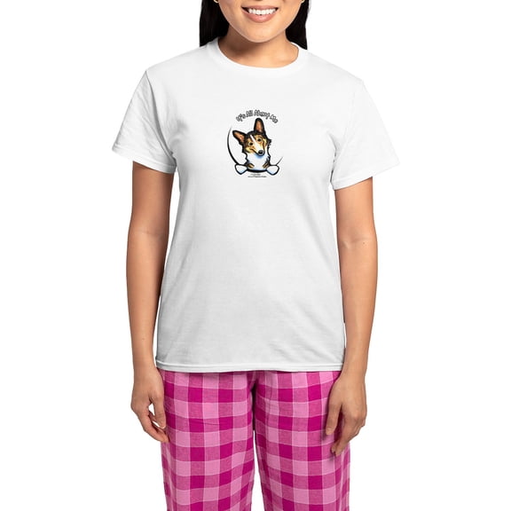 CafePress - Tricolor Corgi IAAM Women's Light Pajamas - Women's Short Sleeve Print T-Shirt and Pants Light Cotton Pajama Set
