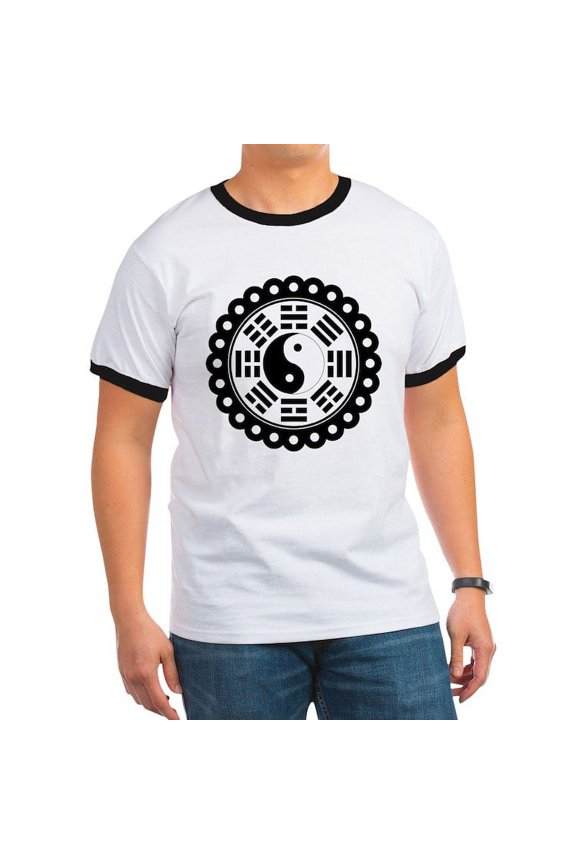 - Trigram Symbol Ringer T - 100% Cotton Ringed T-Shirt