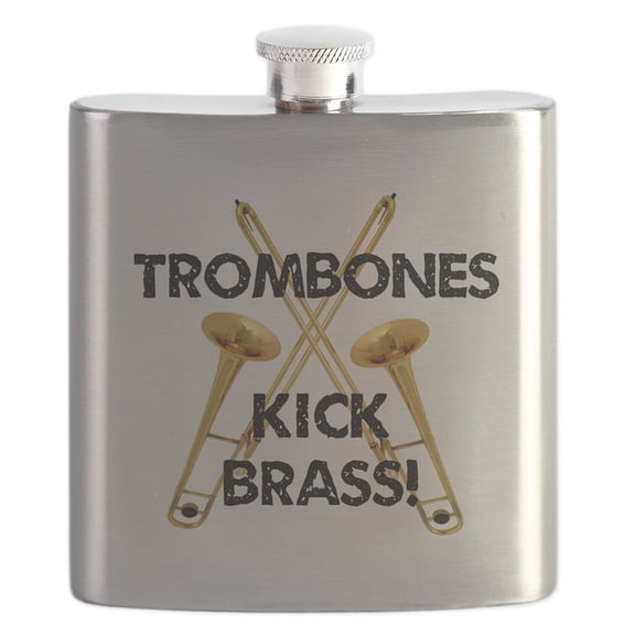 CafePress - Trombones Kick Brass Flask - Stainless Steel Flask, 6oz Drinking Flask