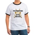 thumbnail image 1 of CafePress - Trombones Kick Brass T Shirt - 100% Cotton Ringed T-Shirt, 1 of 4