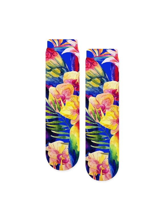 - Tropical Birds - Unisex Novelty Printed Crew Adult Socks