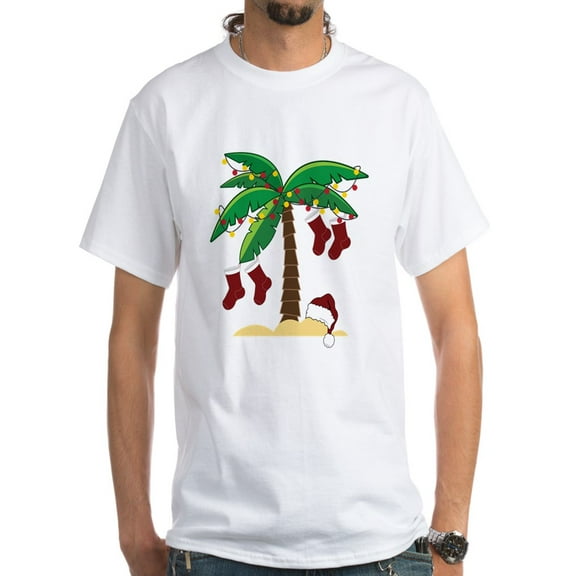 CafePress - Tropical Christmas White T Shirt - Men's Classic T-Shirts