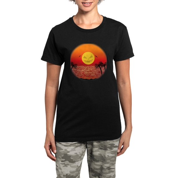 CafePress - Tropical Halloween - Women's Short Sleeve Print T-Shirt and Pants Dark Cotton Pajama Set