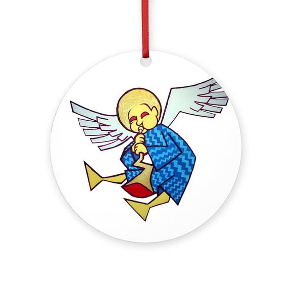 CafePress - Trumpet Angel -  Round Wood Ornament 4"