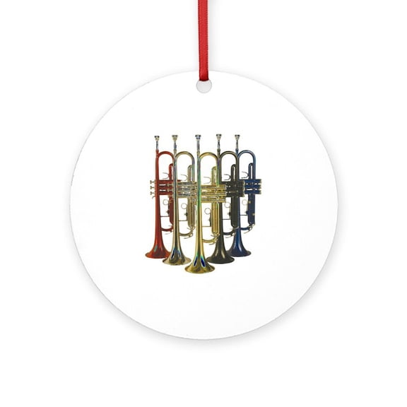 CafePress - Trumpets Multi - Round Wood Ornament 4"