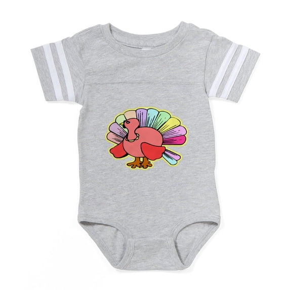 CafePress - Turkey Cartoon - Cute Infant Baby Football Bodysuit