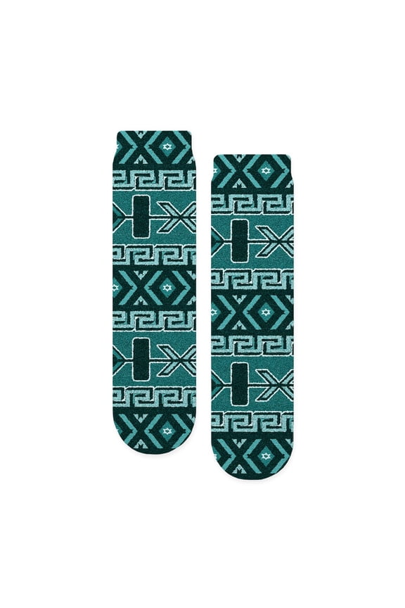 - Turquoise Aztec Pattern - Unisex Novelty Printed Crew Adult Socks