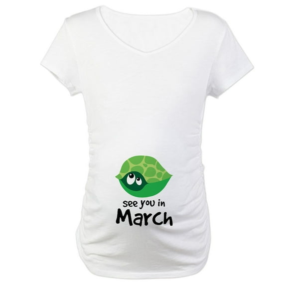 CafePress - Turtle Pregnancy Due In March Maternity T Shirt - Cotton Maternity T-shirt, Cute & Funny Pregnancy Tee