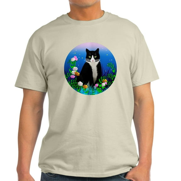 CafePress - Tuxedo Cat Among The Flowers Light T Shirt - Men's Classic Graphic T-Shirt