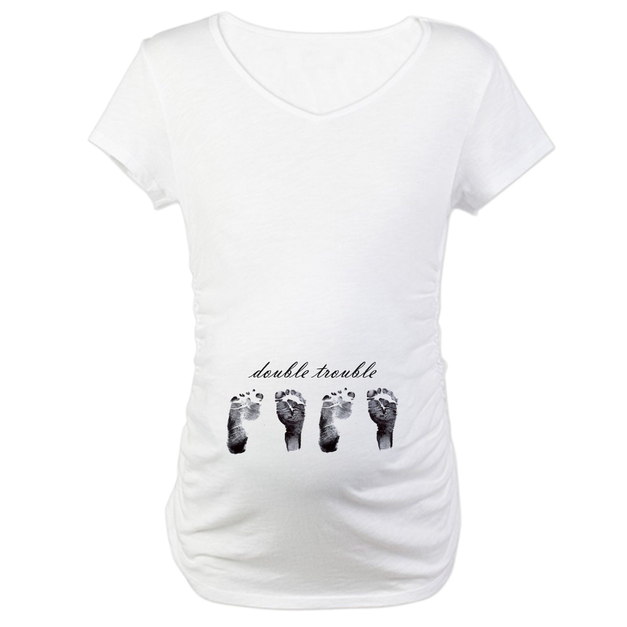 CafePress - Twin Footprints Maternity T Shirt - Cotton Maternity T-shirt,  Cute & Funny Pregnancy Tee 