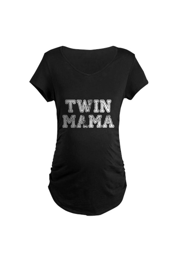 - Twin Mama Twin Mom Maternity T Shirt - Maternity Dark T-Shirt