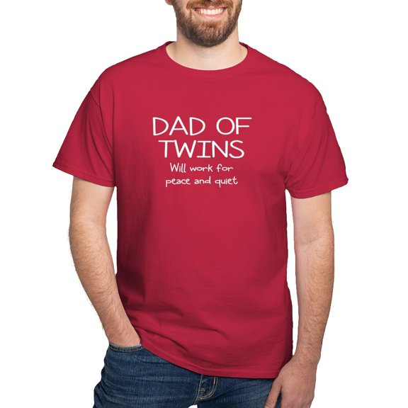 CafePress - Twins Dad Will Work For Peace T Shirt - Men's Classic Graphic Cotton T-Shirt