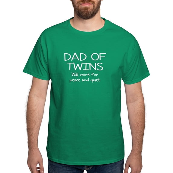 CafePress - Twins Dad Will Work For Peace T Shirt - Men's Classic Graphic Cotton T-Shirt