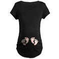 thumbnail image 1 of CafePress - Twins Footprints Maternity T Shirt - Maternity Dark T-Shirt, 1 of 3