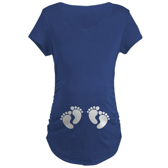 CafePress - Twins Footprints Maternity T Shirt - Maternity Dark T-Shirt