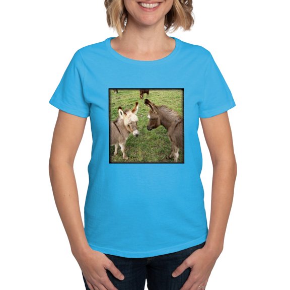 CafePress - Two Baby Donkeys Ash Grey T Shirt - Women's Traditional Fit Dark T-Shirt