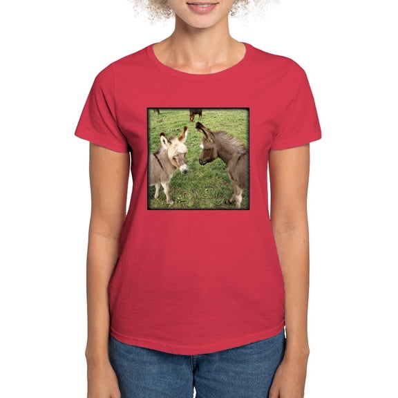 CafePress - Two Baby Donkeys Ash Grey T Shirt - Women's Traditional Fit Dark T-Shirt