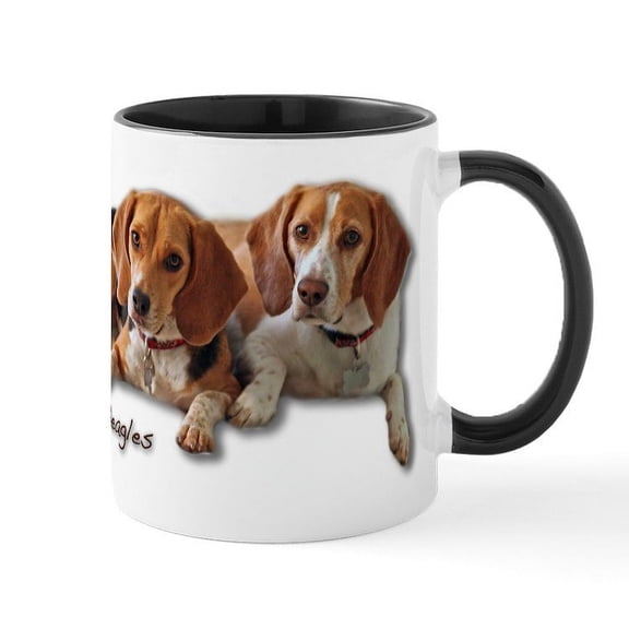 CafePress - Two Beagles Mug - 11 oz Ceramic Mug - Novelty Coffee Tea Cup