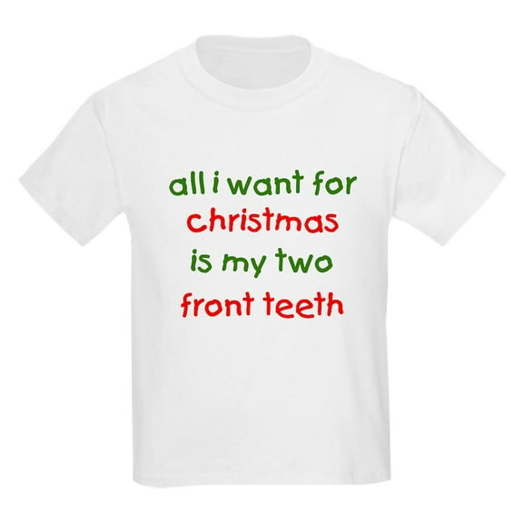 CafePress - Two Front Teeth For Xmas Kids T Shirt - Light T-Shirt Kids XS-XL
