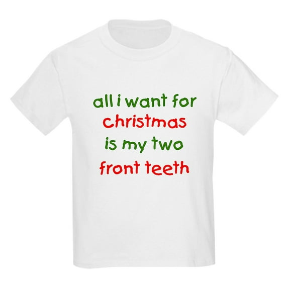 CafePress - Two Front Teeth For Xmas Kids T Shirt - Light T-Shirt Kids XS-XL