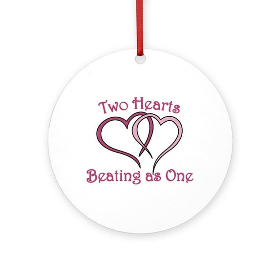 CafePress - Two Hearts - Round Wood Ornament 4"