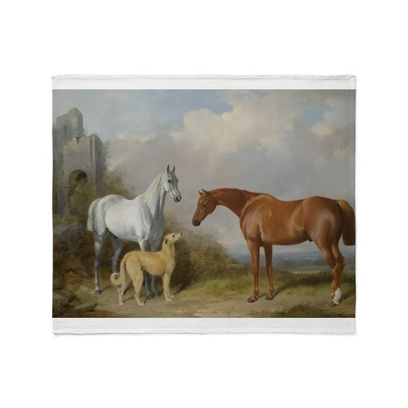 CafePress - Two Horses And A Deerhound Throw Blanket - Soft Fleece Throw Blanket, 50"x60" for All Ages