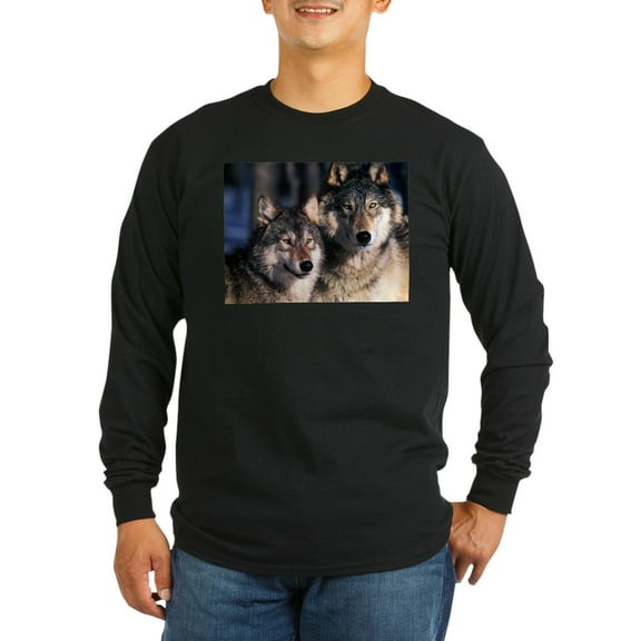 CafePress - Two Wolf Long Sleeve T Shirt - Long Sleeve Dark T-Shirt