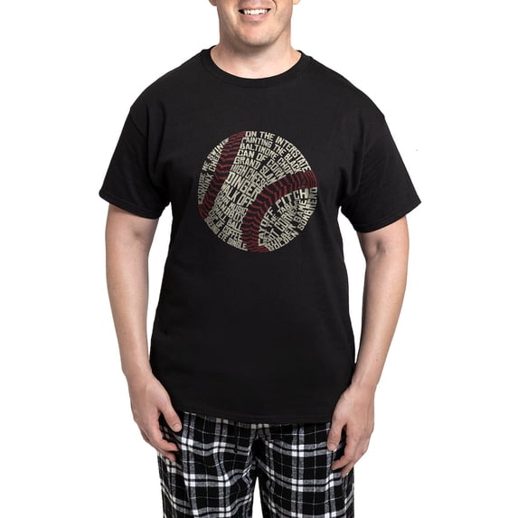 CafePress - Typographic Baseball Slang Words Pajamas - Men's Dark Loose Fit Cotton Pajama Set