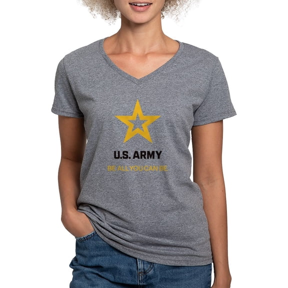 CafePress - U.S. Army® Black And Gold L Women's V Neck T Shirt - Women's V-Neck Dark T-Shirt