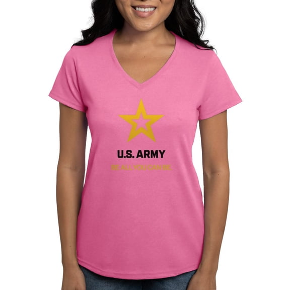 CafePress - U.S. Army® Black And Gold L Women's V Neck T Shirt - Women's V-Neck Dark T-Shirt