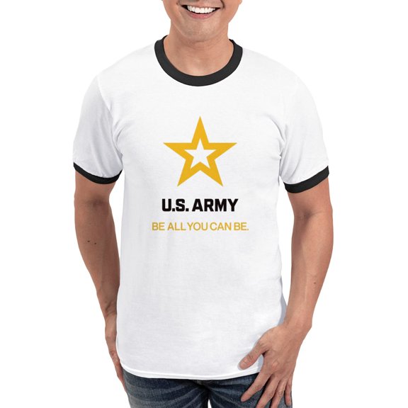 CafePress - U.S. Army® Black And Gold Log Men's Ringer T Shirt - 100% Cotton Ringed T-Shirt