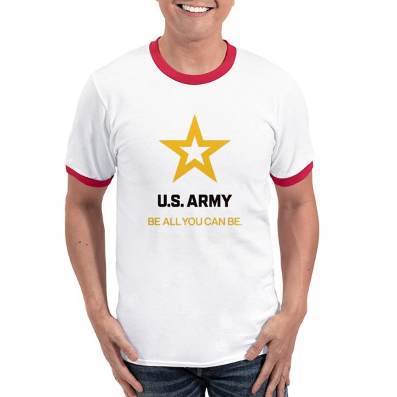 CafePress - U.S. Army® Black And Gold Log Men's Ringer T Shirt - 100% Cotton Ringed T-Shirt