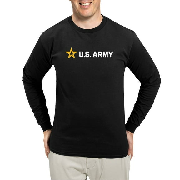 CafePress - U.S. Army® White And Gold Horizontal Logo Long Sleeve T Shirt - Long Sleeve Dark T-Shirt