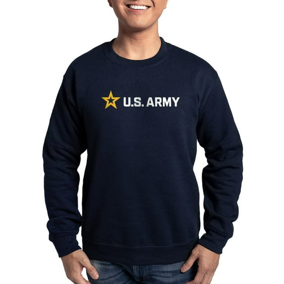 CafePress - U.S. Army® White And Gold Horizontal Logo Sweatshirt - Classic Crew Neck Sweatshirt