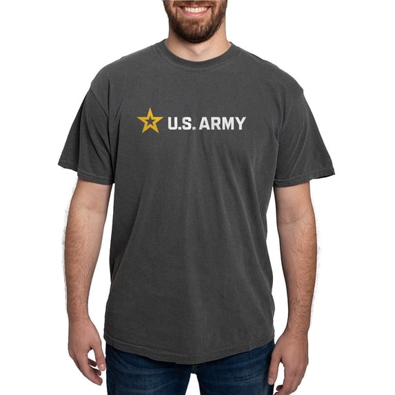 CafePress - U.S. Army® White And Gold Horizontal Logo T Shirt - Mens Comfort Colors Shirt