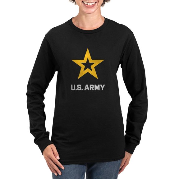 CafePress - U.S. Army® White And Gold Logo Long Sleeve T Shirt - Women's Long Sleeve Graphic Tee Casual Fit