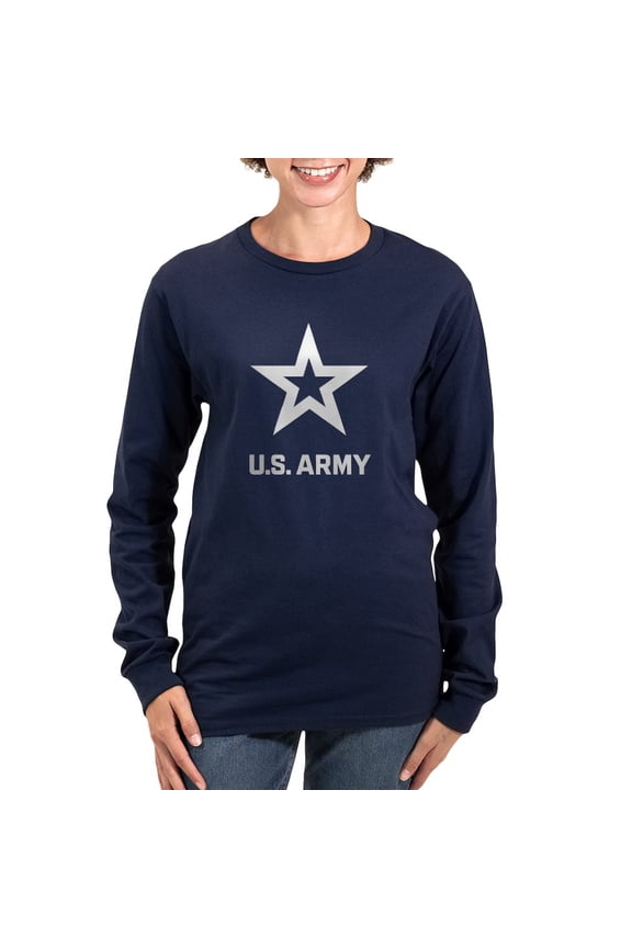 - U.S. Army® White Logo Long Sleeve T Shirt - Women's Long Sleeve Graphic Tee Casual Fit