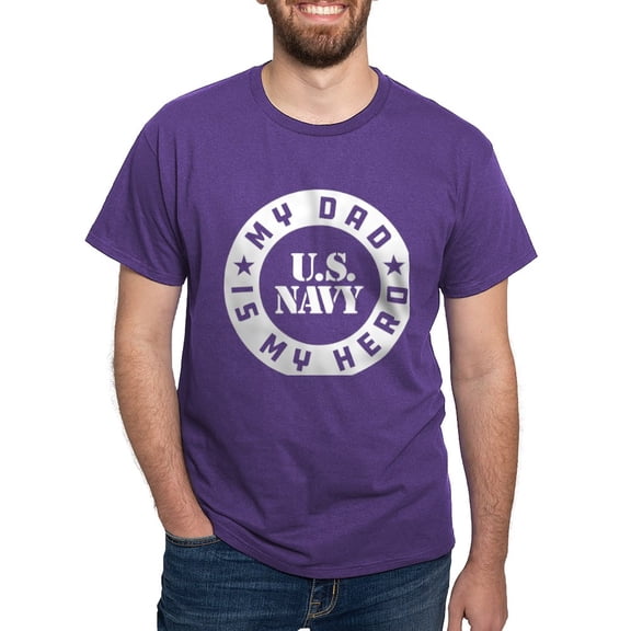 CafePress - U.S. Navy My Dad Is My Hero Dark T Shirt - Men's Classic Graphic Cotton T-Shirt