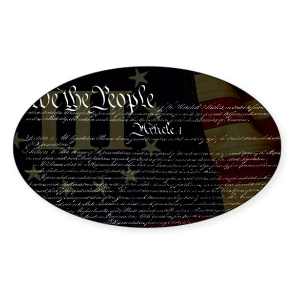 CafePress - U.S. Outline Constitution Sticker - Sticker (Oval)