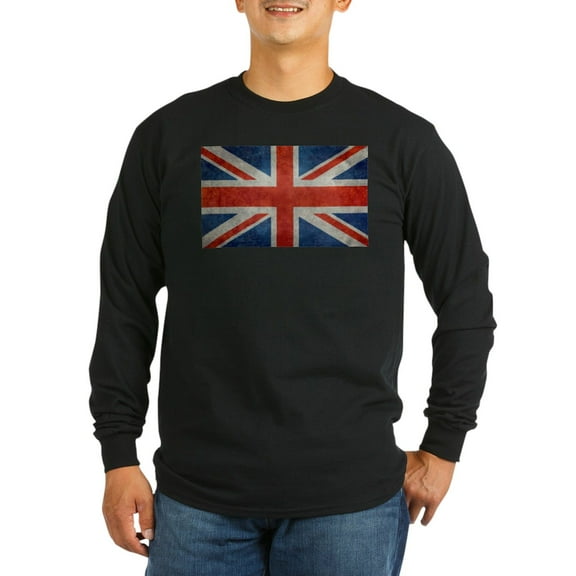 CafePress - UK British Union Jack Flag Ret Long Sleeve T Shirt - Long Sleeve Dark T-Shirt