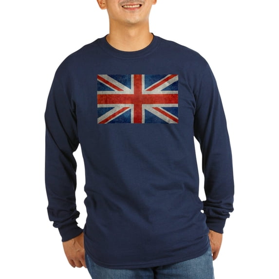 CafePress - UK British Union Jack Flag Ret Long Sleeve T Shirt - Long Sleeve Dark T-Shirt