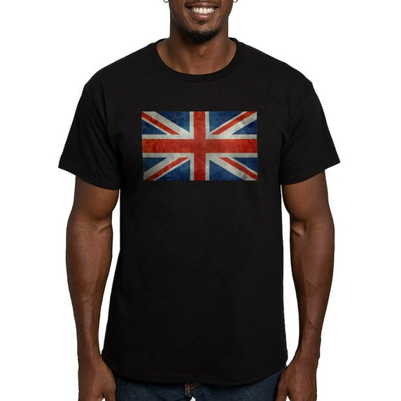 CafePress - UK British Union Jack Flag Retro Style 3:5 T Shirt - Men's Fitted T-Shirt
