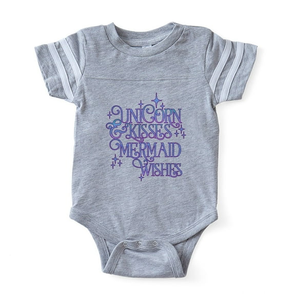 CafePress - UNICORN KISSES And MERMAID WISHES Baby Football Bo - Cute Infant Baby Football Bodysuit