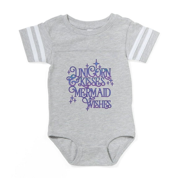 CafePress - UNICORN KISSES And MERMAID WISHES Baby Football Bo - Cute Infant Baby Football Bodysuit