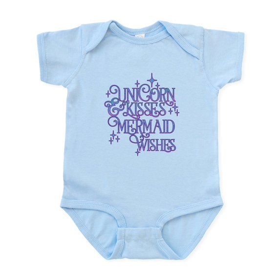 CafePress - UNICORN KISSES And MERMAID WISHES Body Suit - Baby Light Bodysuit, Size Newborn - 24 Months